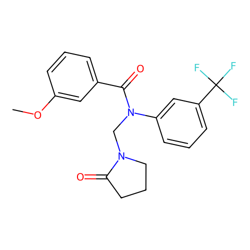 3-methoxy-N-[(2-oxopyrrolidin-1-yl)methyl]-N-[3-(trifluoromethyl)phenyl]benzamide structure