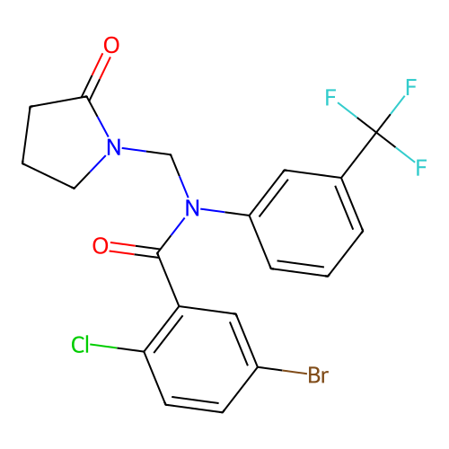5-bromo-2-chloro-N-[(2-oxopyrrolidin-1-yl)methyl]-N-[3-(trifluoromethyl)phenyl]benzamide structure