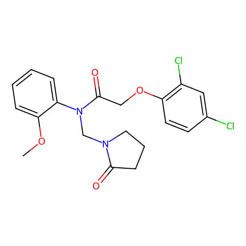 2-(2,4-dichlorophenoxy)-N-(2-methoxyphenyl)-N-[(2-oxopyrrolidin-1-yl)methyl]acetamide structure