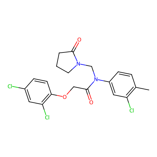 N-(3-chloro-4-methylphenyl)-2-(2,4-dichlorophenoxy)-N-[(2-oxopyrrolidin-1-yl)methyl]acetamide structure