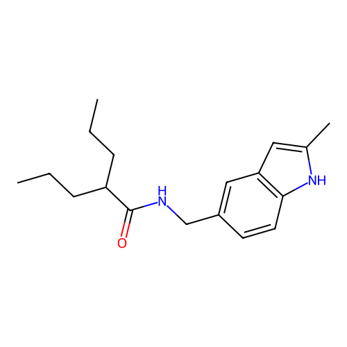 N-[(2-methyl-1H-indol-5-yl)methyl]-2-propylpentanamide structure