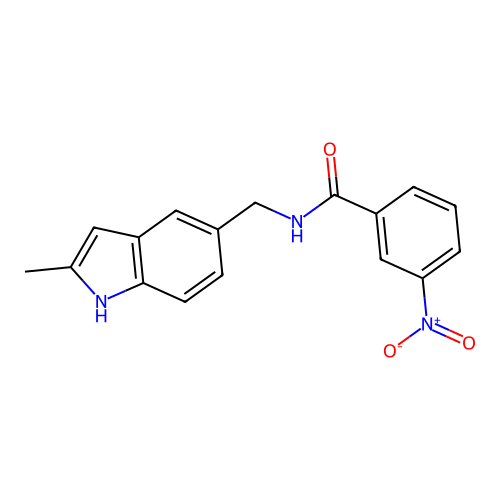 N-[(2-methyl-1H-indol-5-yl)methyl]-3-nitrobenzamide structure