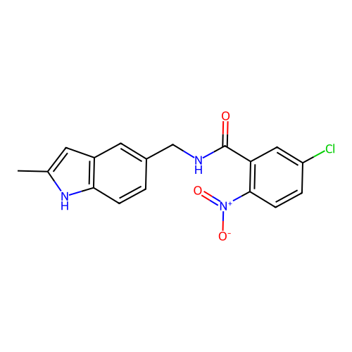 5-chloro-N-[(2-methyl-1H-indol-5-yl)methyl]-2-nitrobenzamide structure