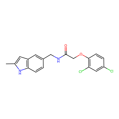 2-(2,4-dichlorophenoxy)-N-[(2-methyl-1H-indol-5-yl)methyl]acetamide structure