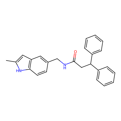 N-[(2-methyl-1H-indol-5-yl)methyl]-3,3-diphenylpropanamide structure