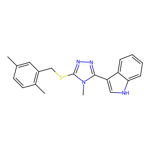 3-(5-((2,5-dimethylbenzyl)thio)-4-methyl-4H-1,2,4-triazol-3-yl)-1H-indole structure