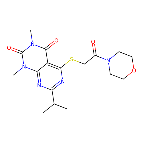 7-isopropyl-1,3-dimethyl-5-((2-morpholino-2-oxoethyl)thio)pyrimido[4,5-d]pyrimidine-2,4(1H,3H)-dione structure