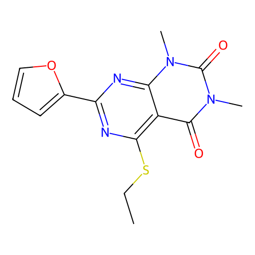 5-Ethylsulfanyl-7-(furan-2-yl)-1,3-dimethylpyrimido[4,5-d]pyrimidine-2,4-dione structure