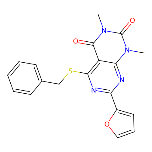 5-Benzylsulfanyl-7-(furan-2-yl)-1,3-dimethylpyrimido[4,5-d]pyrimidine-2,4-dione structure
