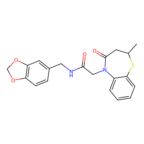 N-[(2H-1,3-benzodioxol-5-yl)methyl]-2-(2-methyl-4-oxo-2,3,4,5-tetrahydro-1,5-benzothiazepin-5-yl)acetamide structure