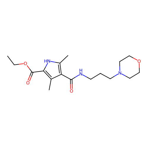 ethyl 3,5-dimethyl-4-((3-morpholinopropyl)carbamoyl)-1H-pyrrole-2-carboxylate structure