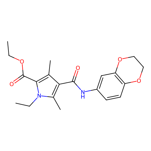 ethyl 4-((2,3-dihydrobenzo[b][1,4]dioxin-6-yl)carbamoyl)-1-ethyl-3,5-dimethyl-1H-pyrrole-2-carboxylate structure