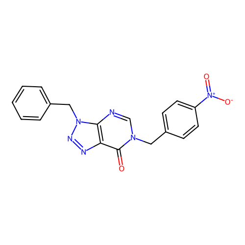 3-benzyl-6-(4-nitrobenzyl)-3H-[1,2,3]triazolo[4,5-d]pyrimidin-7(6H)-one structure
