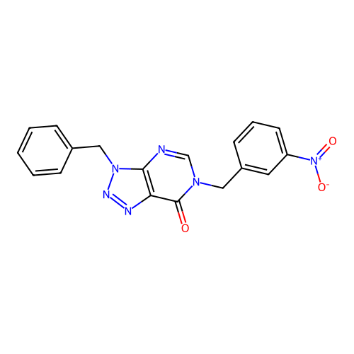 3-benzyl-6-(3-nitrobenzyl)-3H-[1,2,3]triazolo[4,5-d]pyrimidin-7(6H)-one structure