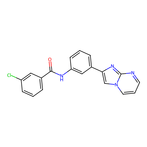 3-chloro-N-(3-{imidazo[1,2-a]pyrimidin-2-yl}phenyl)benzamide structure