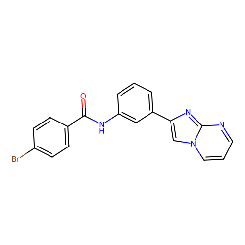 4-bromo-N-(3-{imidazo[1,2-a]pyrimidin-2-yl}phenyl)benzamide structure