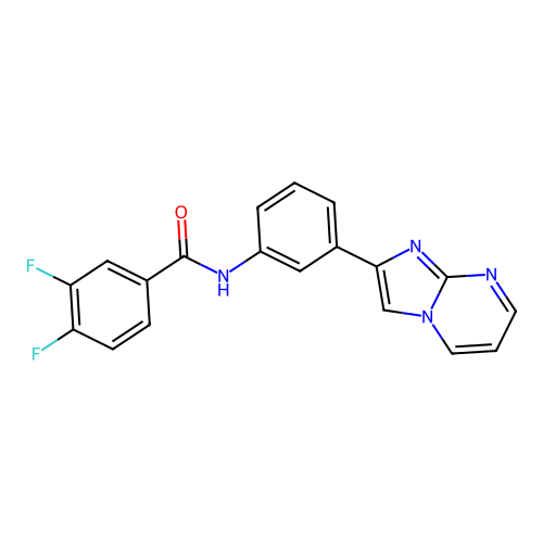 3,4-difluoro-N-(3-{imidazo[1,2-a]pyrimidin-2-yl}phenyl)benzamide structure