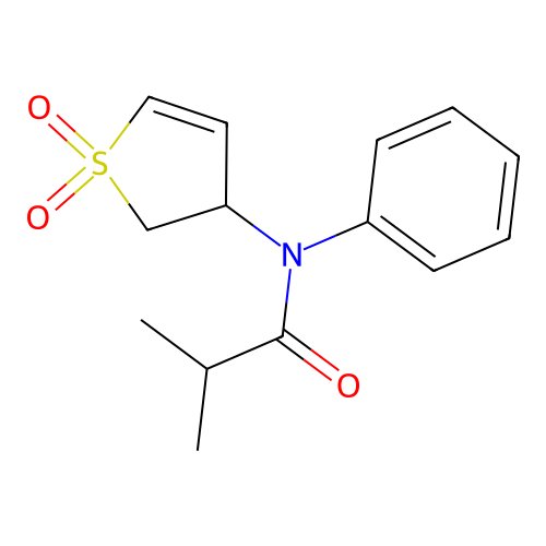 N-(1,1-dioxido-2,3-dihydrothiophen-3-yl)-N-phenylisobutyramide structure