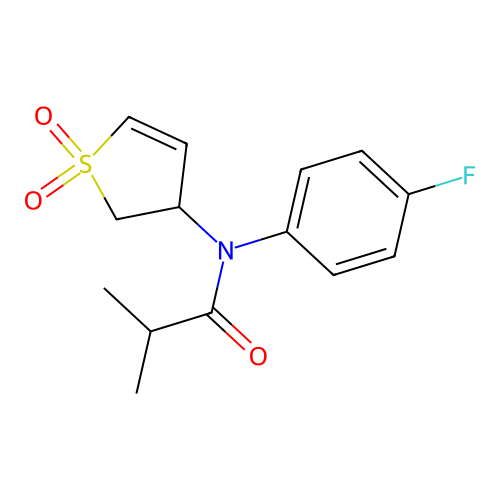 N-(1,1-dioxido-2,3-dihydrothien-3-yl)-N-(4-fluorophenyl)-2-methylpropanamide structure