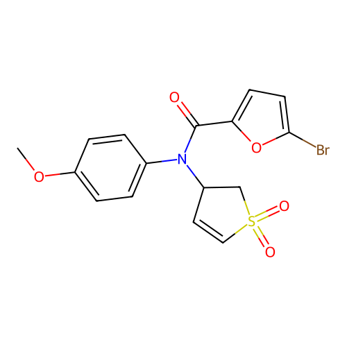5-bromo-N-(1,1-dioxido-2,3-dihydrothien-3-yl)-N-(4-methoxyphenyl)-2-furamide structure