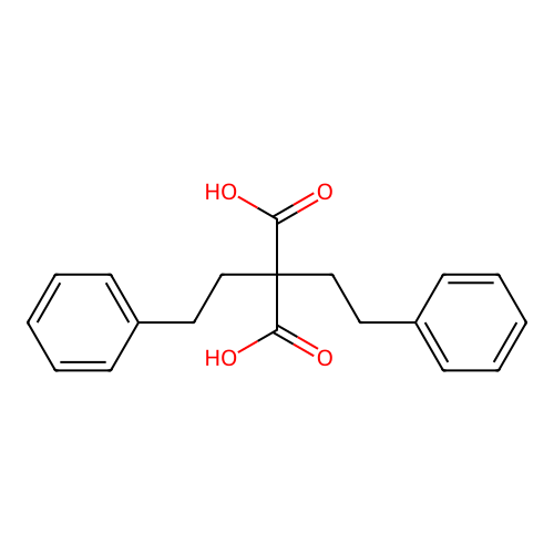 Bis(2-phenylethyl)malonic acid structure