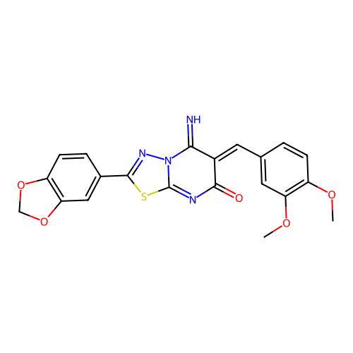 (Z)-2-(benzo[d][1,3]dioxol-5-yl)-6-(3,4-dimethoxybenzylidene)-5-imino-5H-[1,3,4]thiadiazolo[3,2-a]pyrimidin-7(6H)-one structure
