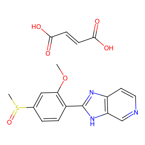(E)-but-2-enedioic acid;2-(2-methoxy-4-methylsulfinylphenyl)-3H-imidazo[4,5-c]pyridine structure