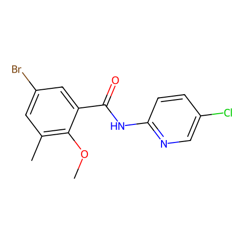 5-bromo-N-(5-chloropyridin-2-yl)-2-methoxy-3-methylbenzamide structure