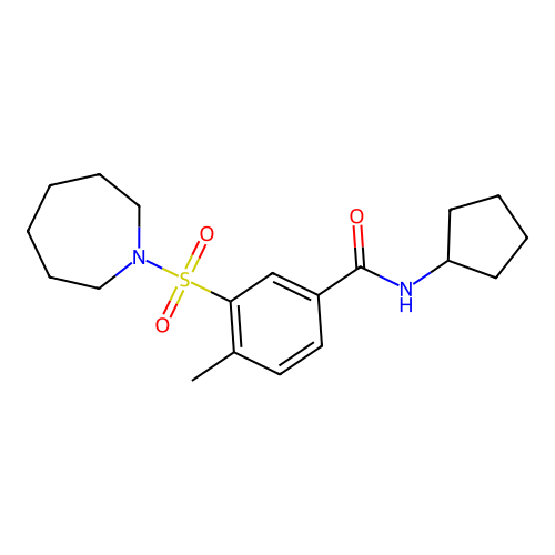 3-(azepan-1-ylsulfonyl)-N-cyclopentyl-4-methylbenzamide structure