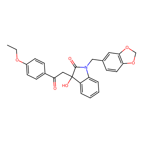 1-(1,3-benzodioxol-5-ylmethyl)-3-[2-(4-ethoxyphenyl)-2-oxoethyl]-3-hydroxy-1,3-dihydro-2H-indol-2-one structure