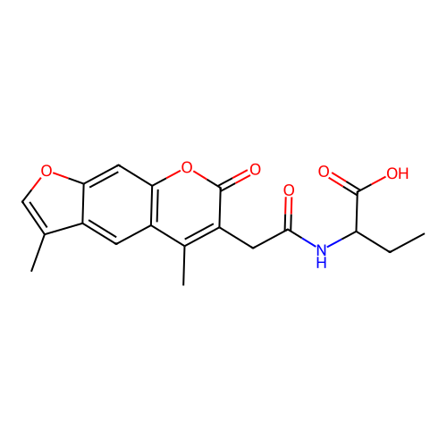 2-(2-(3,5-dimethyl-7-oxo-7H-furo[3,2-g]chromen-6-yl)acetamido)butanoic acid structure