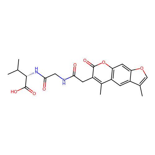 (S)-2-(2-(2-(3,5-dimethyl-7-oxo-7H-furo[3,2-g]chromen-6-yl)acetamido)acetamido)-3-methylbutanoic acid structure