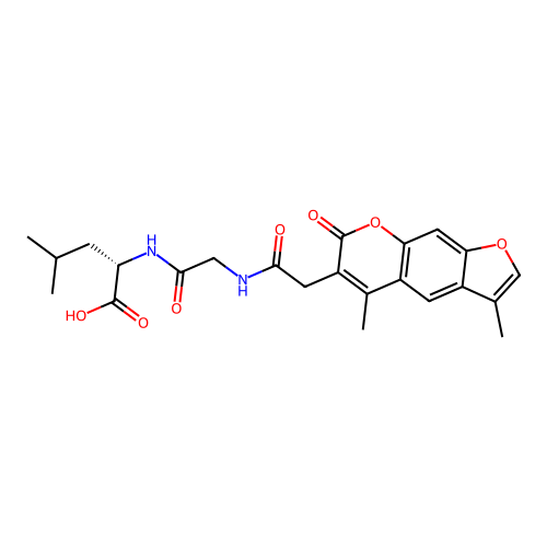 (S)-2-(2-(2-(3,5-dimethyl-7-oxo-7H-furo[3,2-g]chromen-6-yl)acetamido)acetamido)-4-methylpentanoic acid structure