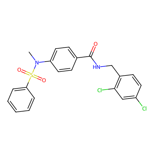 4-[benzenesulfonyl(methyl)amino]-N-[(2,4-dichlorophenyl)methyl]benzamide structure