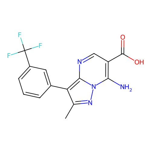 7-amino-2-methyl-3-[3-(trifluoromethyl)phenyl]pyrazolo[1,5-a]pyrimidine-6-carboxylic acid structure