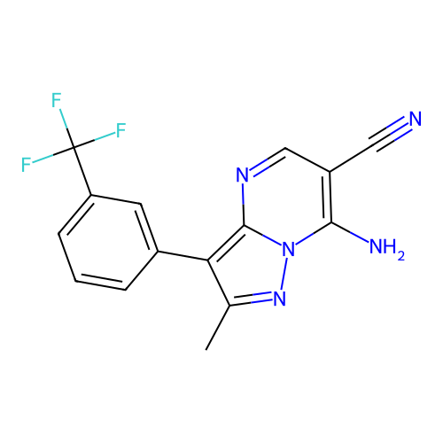 7-amino-2-methyl-3-[3-(trifluoromethyl)phenyl]pyrazolo[1,5-a]pyrimidine-6-carbonitrile structure