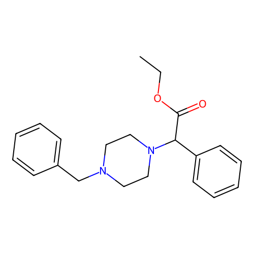Ethyl 2-(4-benzylpiperazin-1-yl)-2-phenylacetate structure