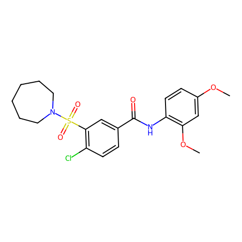 3-(azepan-1-ylsulfonyl)-4-chloro-N-(2,4-dimethoxyphenyl)benzamide structure