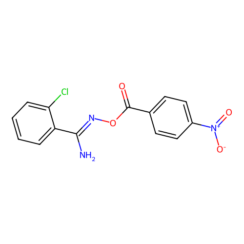 2-chloro-N'-{[(4-nitrophenyl)carbonyl]oxy}benzenecarboximidamide structure