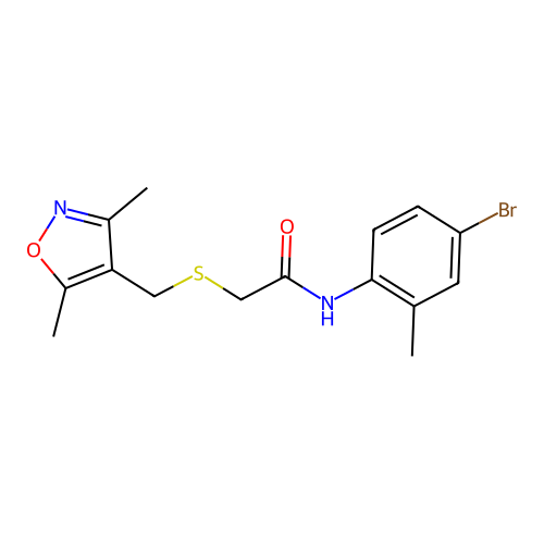 N-(4-bromo-2-methylphenyl)-2-[(3,5-dimethyl-1,2-oxazol-4-yl)methylsulfanyl]acetamide structure