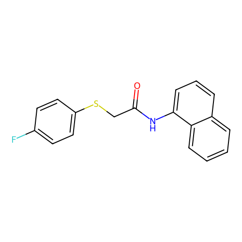 2-((4-fluorophenyl)thio)-N-(naphthalen-1-yl)acetamide structure