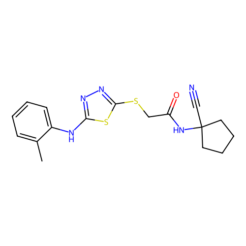 N-(1-Cyanocyclopentyl)-2-((5-(o-tolylamino)-1,3,4-thiadiazol-2-yl)thio)acetamide structure