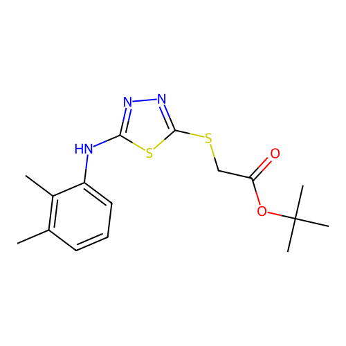 Tert-butyl 2-[[5-(2,3-dimethylanilino)-1,3,4-thiadiazol-2-yl]sulfanyl]acetate structure
