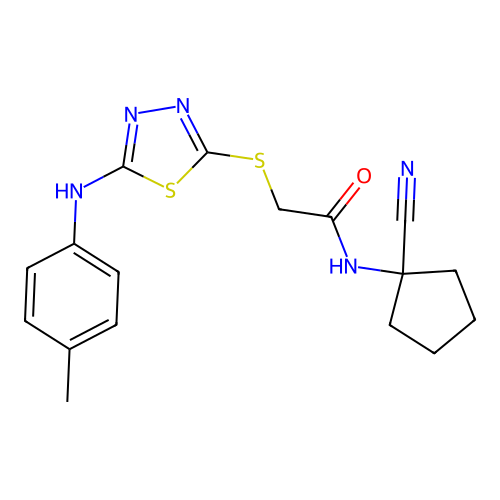 N-(1-Cyanocyclopentyl)-2-((5-(p-tolylamino)-1,3,4-thiadiazol-2-yl)thio)acetamide structure