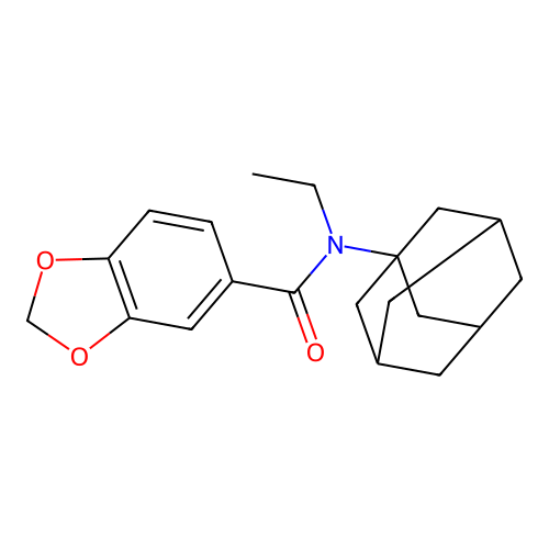 N-(1-adamantyl)-N-ethyl-1,3-benzodioxole-5-carboxamide structure