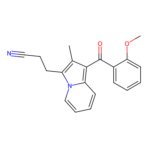 3-[1-(2-Methoxybenzoyl)-2-methylindolizin-3-yl]propanenitrile structure