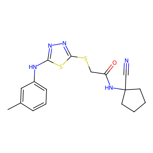 N-(1-Cyanocyclopentyl)-2-((5-(m-tolylamino)-1,3,4-thiadiazol-2-yl)thio)acetamide structure