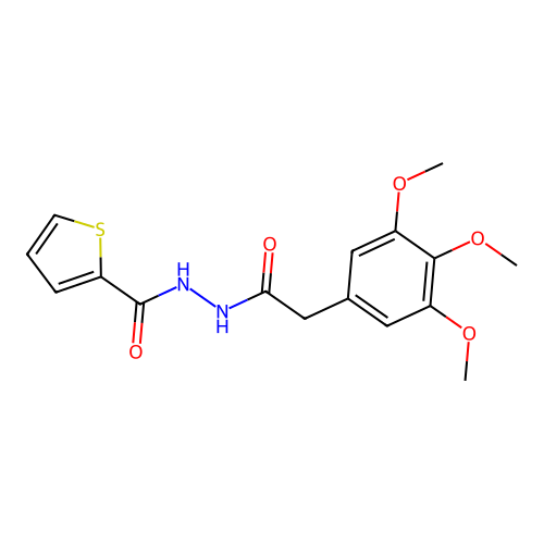 N'-[2-(3,4,5-trimethoxyphenyl)acetyl]thiophene-2-carbohydrazide structure