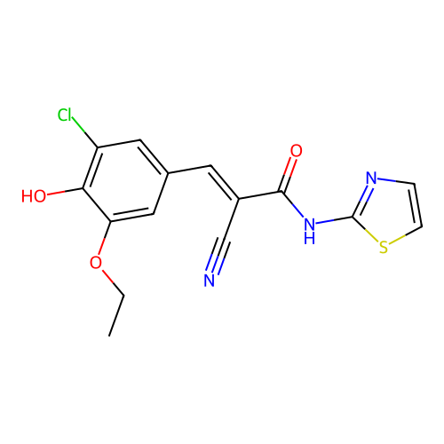 3-(3-chloro-5-ethoxy-4-hydroxyphenyl)-2-cyano-N-(1,3-thiazol-2-yl)prop-2-enamide structure