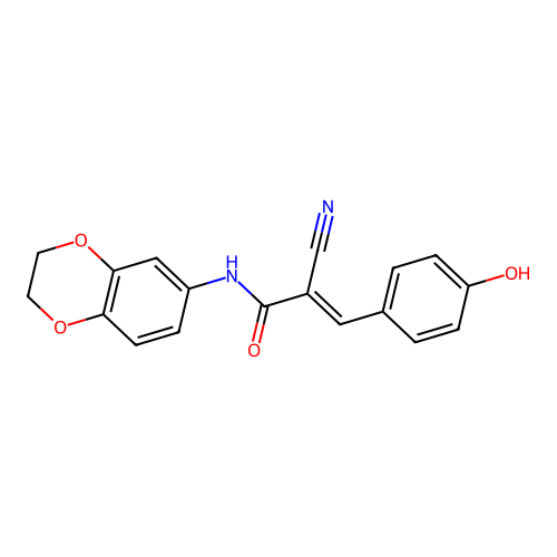 2-cyano-N-(2,3-dihydro-1,4-benzodioxin-6-yl)-3-(4-hydroxyphenyl)prop-2-enamide structure